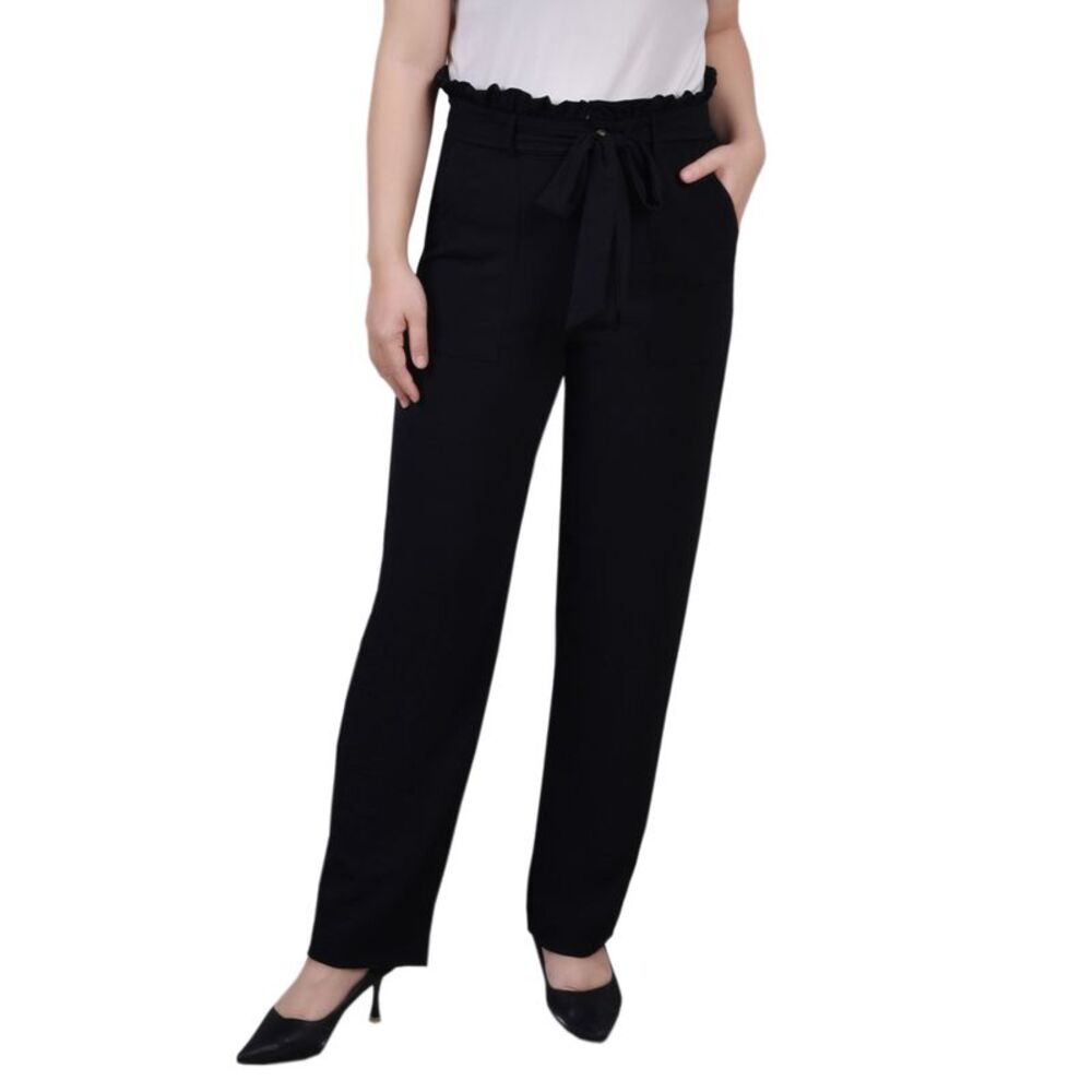 NY Collection Petite Belted Paper Bag Waist Pants